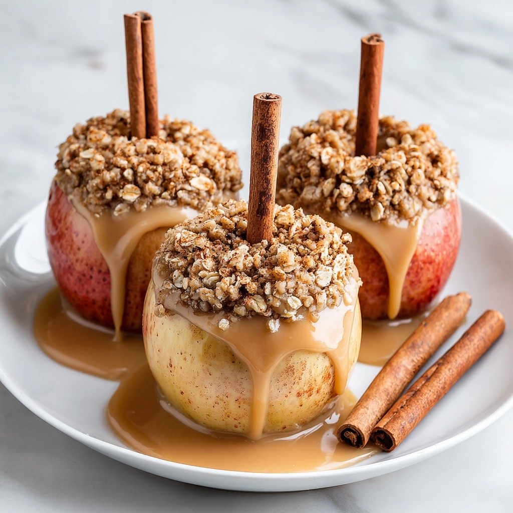 Cinnamon Oatmeal Stuffed Apples with Vanilla Custard Sauce Recipe - Recipe Image