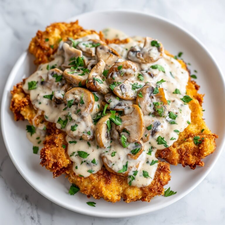 Golden Crispy Chicken with Parmesan Mushroom Sauce Recipe