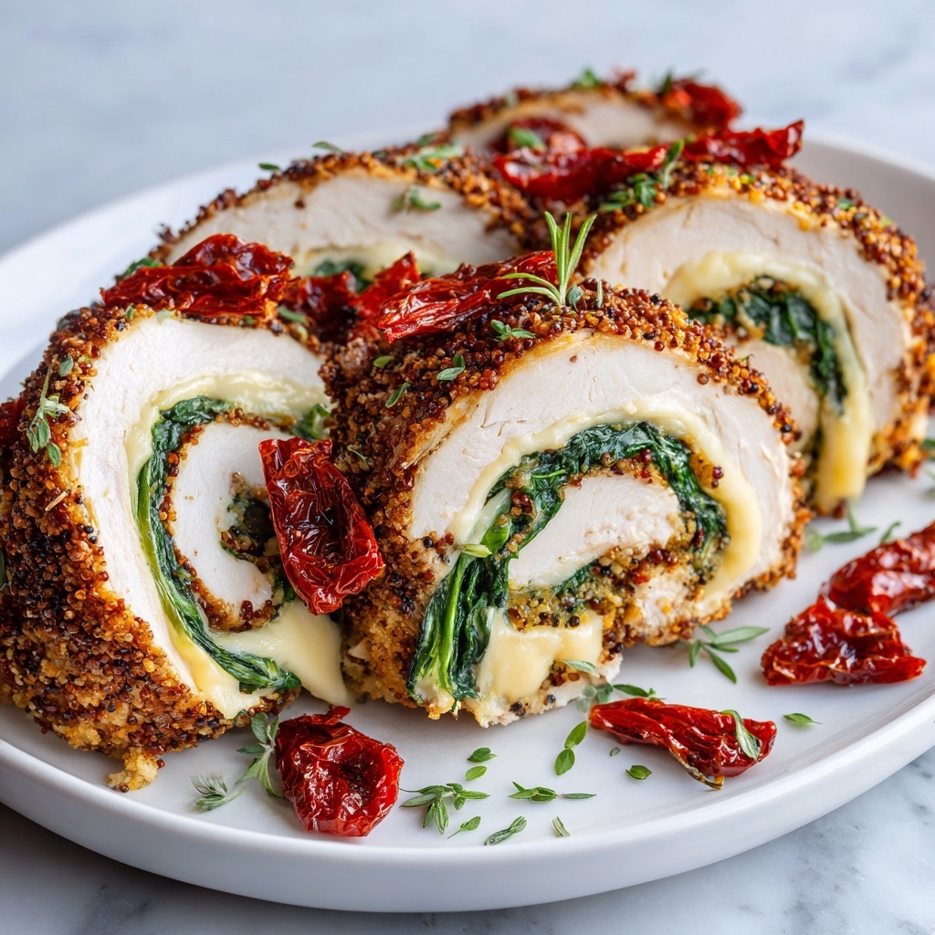 Stuffed Chicken Breast with Spinach, Sun-Dried Tomatoes, and Mozzarella Recipe - Recipe Image