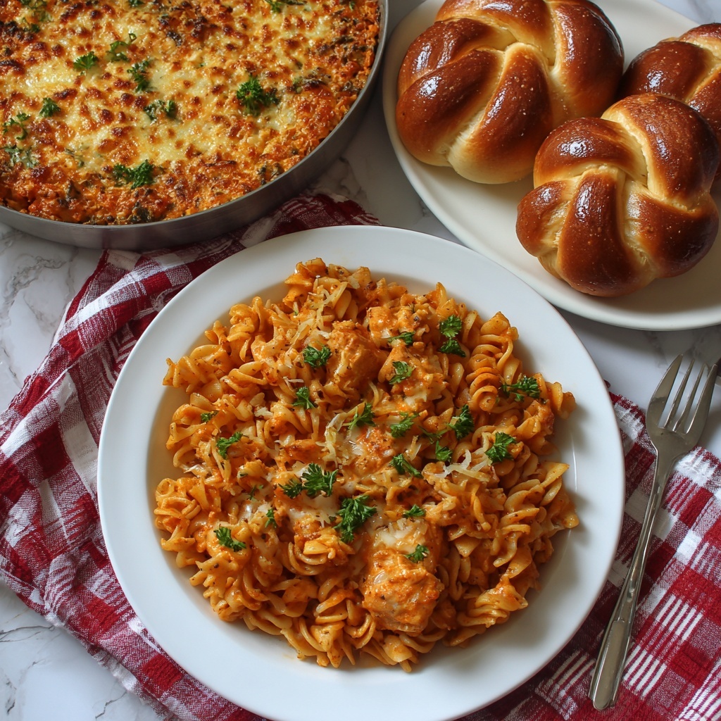 One-Pot Chicken Parmesan Pasta Recipe - Recipe Image
