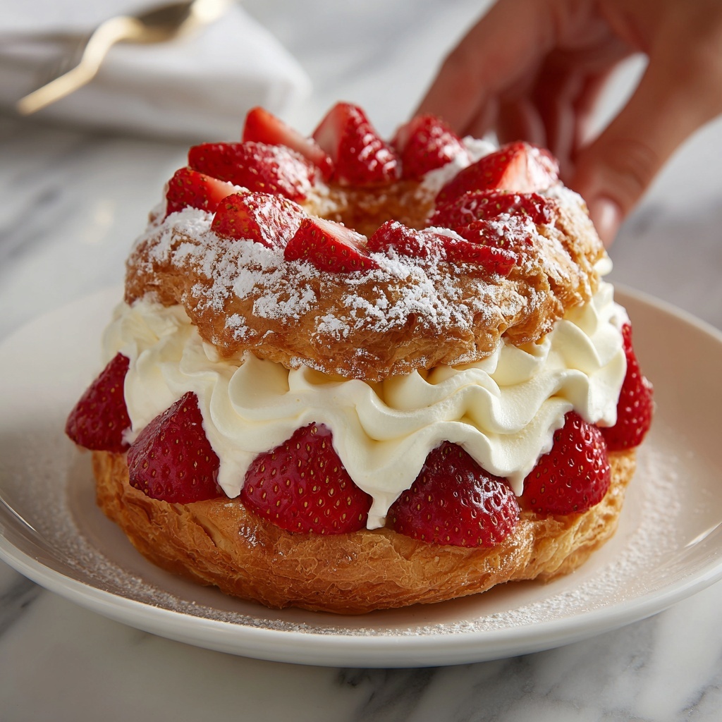 Paris-Brest Pastry with Whipped Cream and Strawberries Recipe - Recipe Image