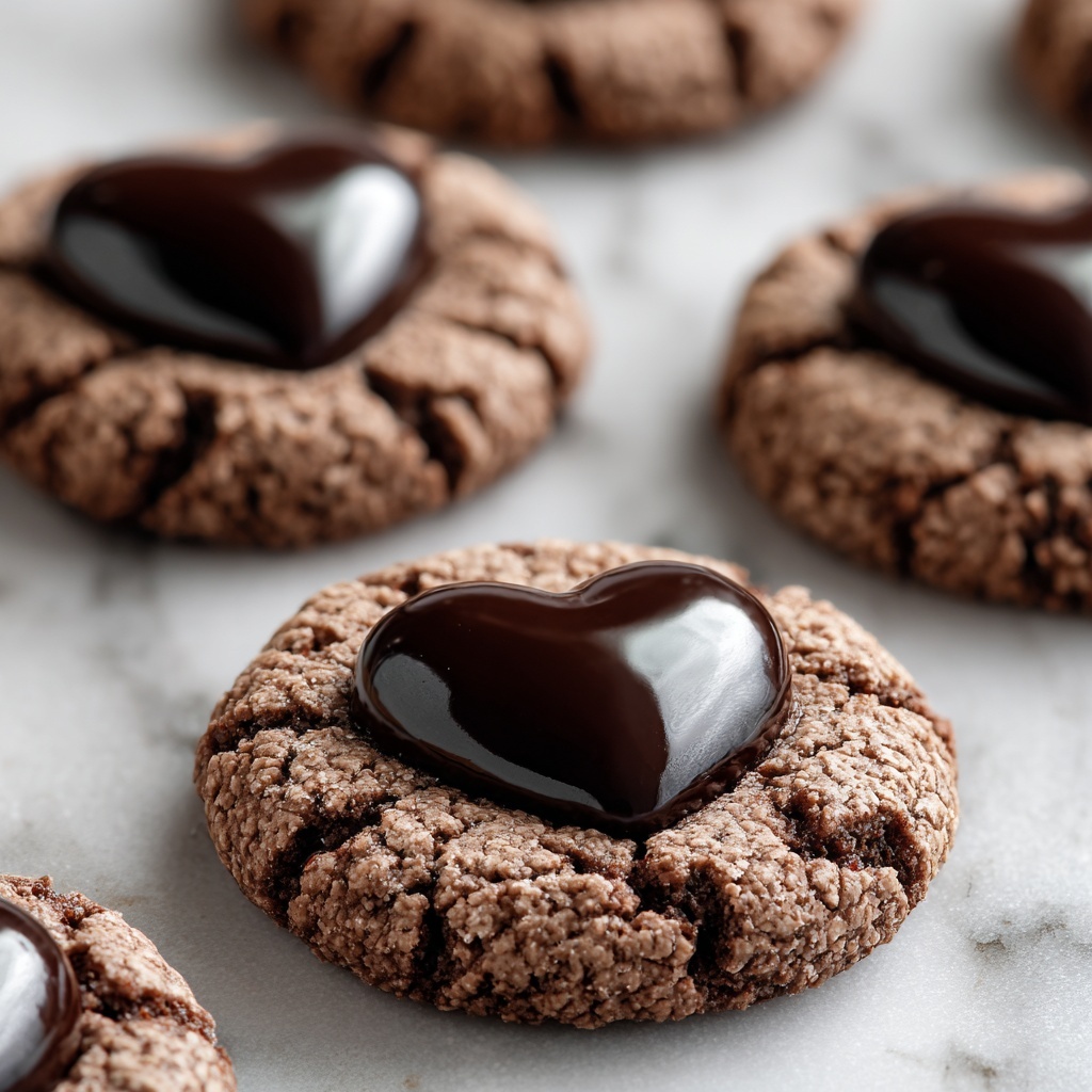 Heart-Shaped Chocolate Thumbprint Cookies Recipe - Recipe Image