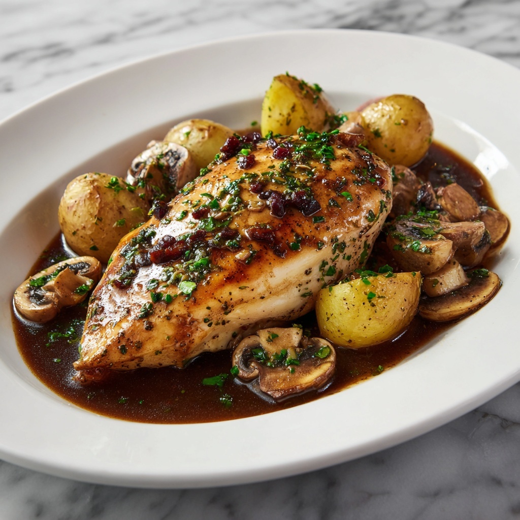 Savory Chicken with Mushrooms and Potatoes Recipe - Recipe Image