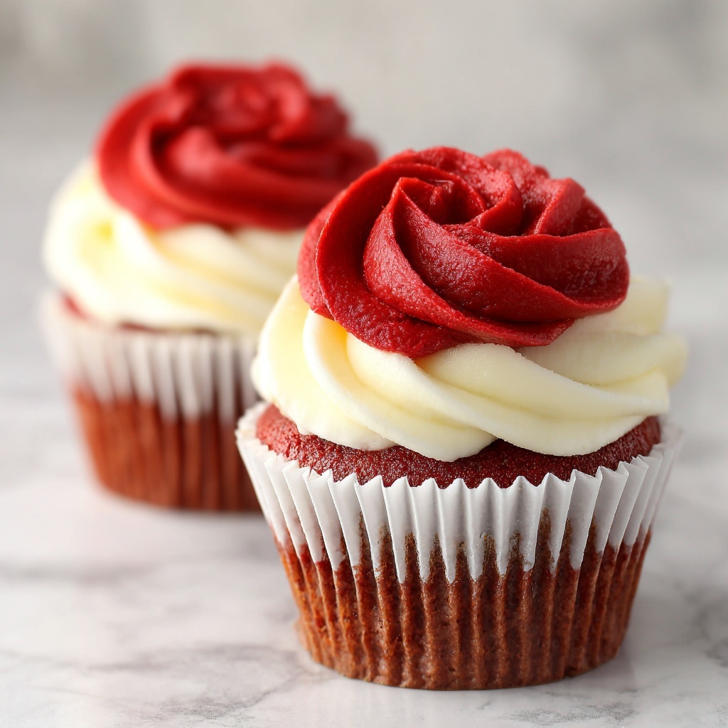 Rose Red Velvet Cupcakes with Cream Cheese Frosting Recipe - Recipe Image