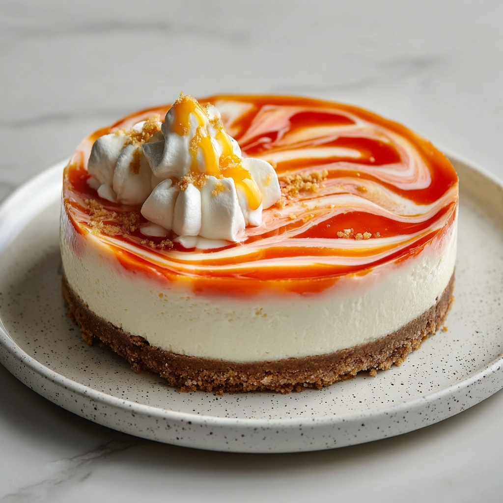 No-Bake Mango Swirl Cheesecake Recipe - Recipe Image