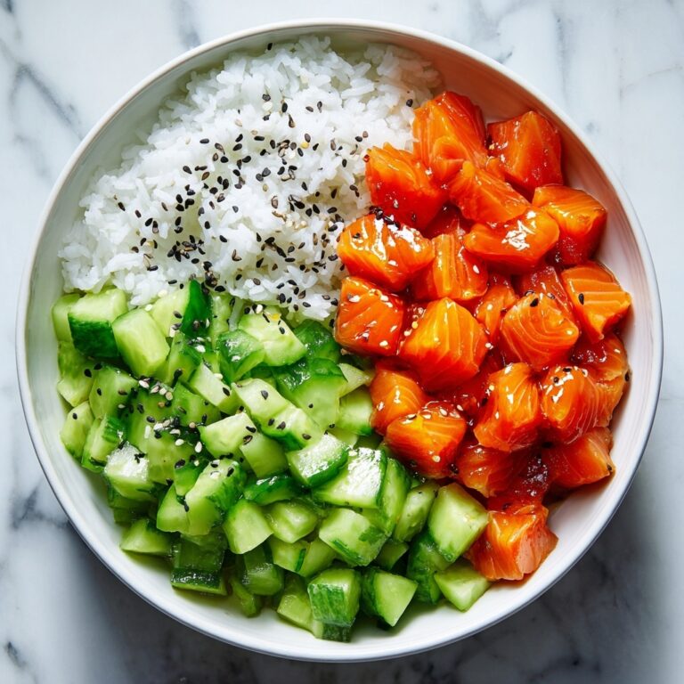 Teriyaki Salmon Bites with Avocado Cucumber Salad and Sriracha Mayo Recipe