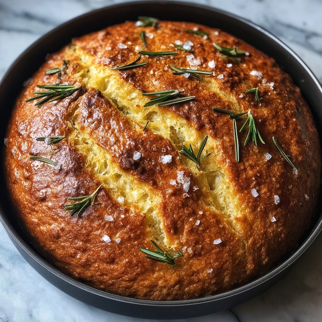 Rustic No-Knead Rosemary Garlic Bread Recipe - Recipe Image