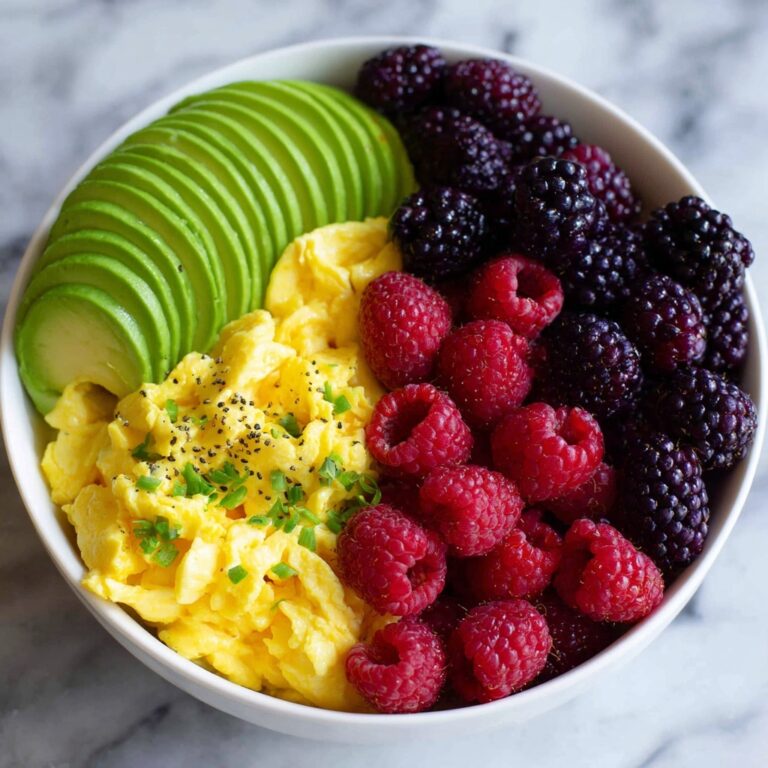 Power Breakfast Bowl with Scrambled Eggs, Avocado & Berries Recipe