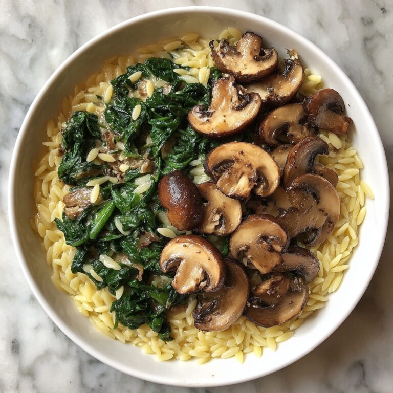 Easy Orzo Pasta with Mushrooms & Spinach Recipe