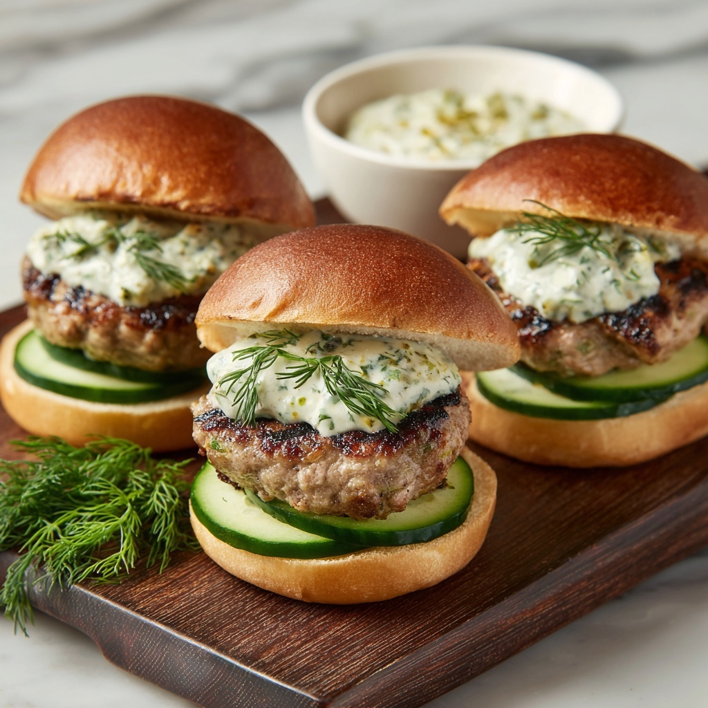 Lamb Sliders with Dill Greek Yogurt and Cucumber Recipe - Recipe Image