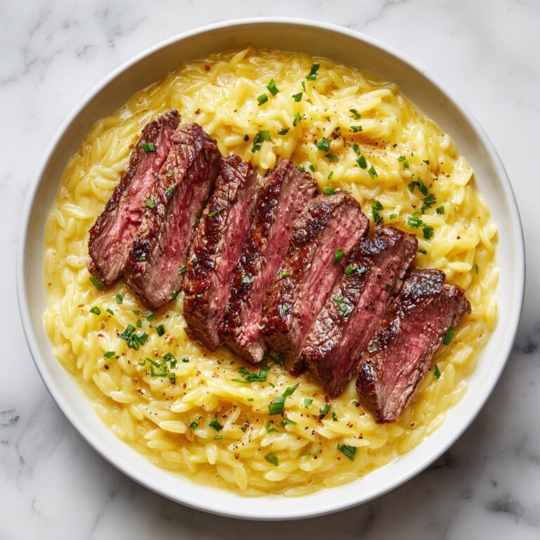 Flank Steak with Creamy Sun-Dried Tomato Orzo Recipe