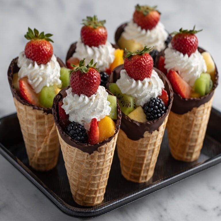 Chocolate Dipped Fruit Filled Cones Recipe