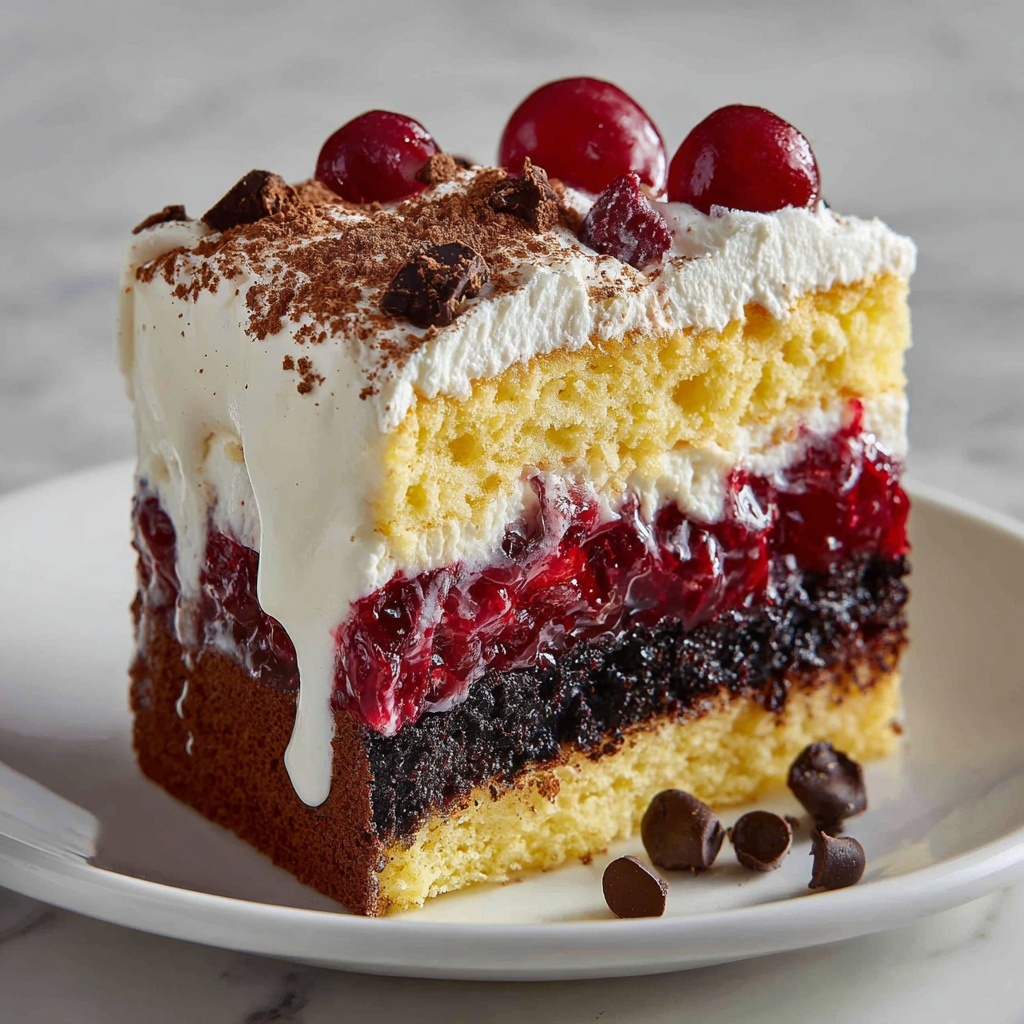Cherry Chocolate Chip Poke Cake Delight Recipe - Recipe Image
