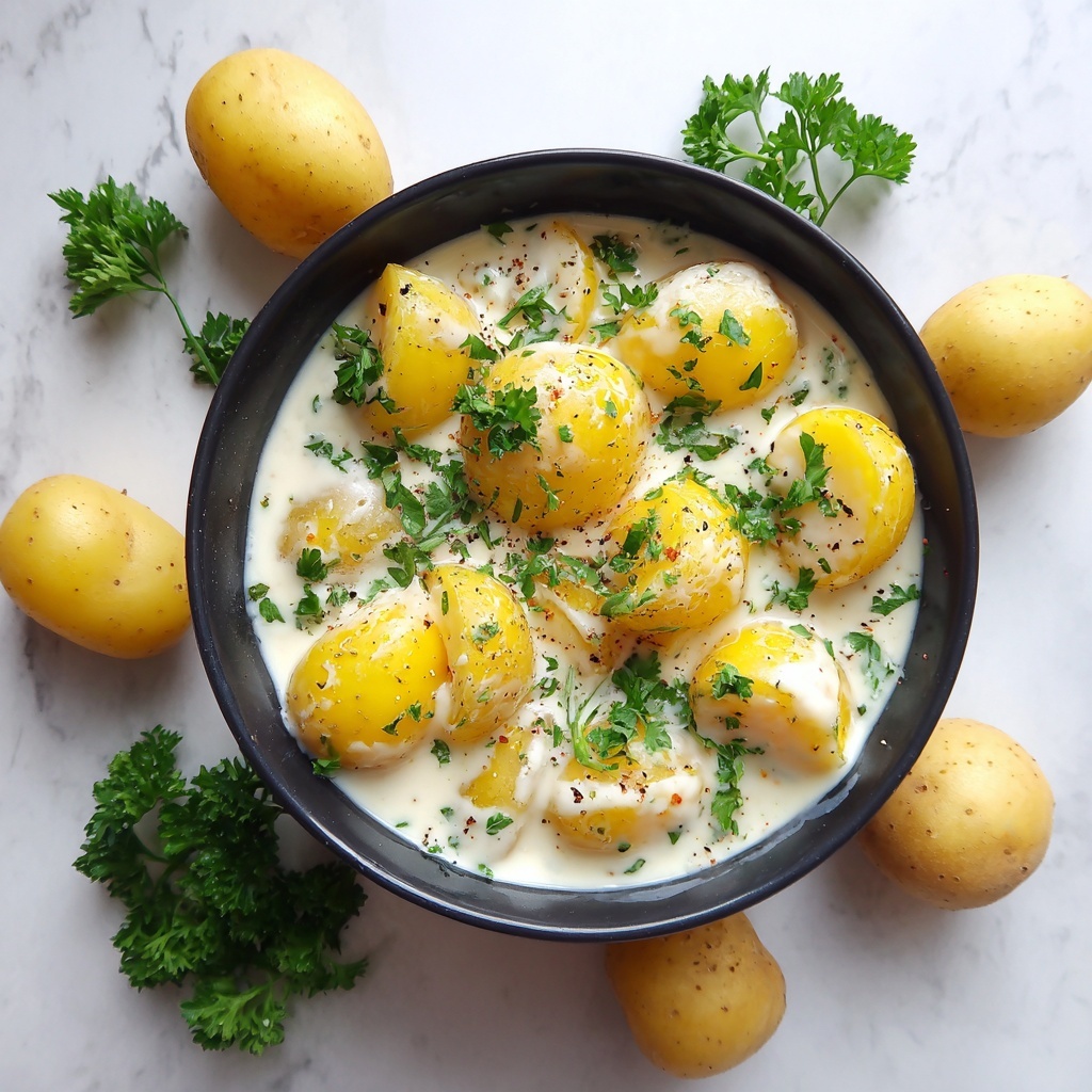 Creamy Garlic Baby Potatoes Recipe - Recipe Image