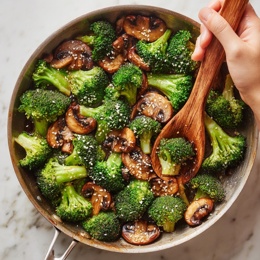 Teriyaki Broccoli with Mushrooms and Sesame Seeds Recipe - Recipe Image