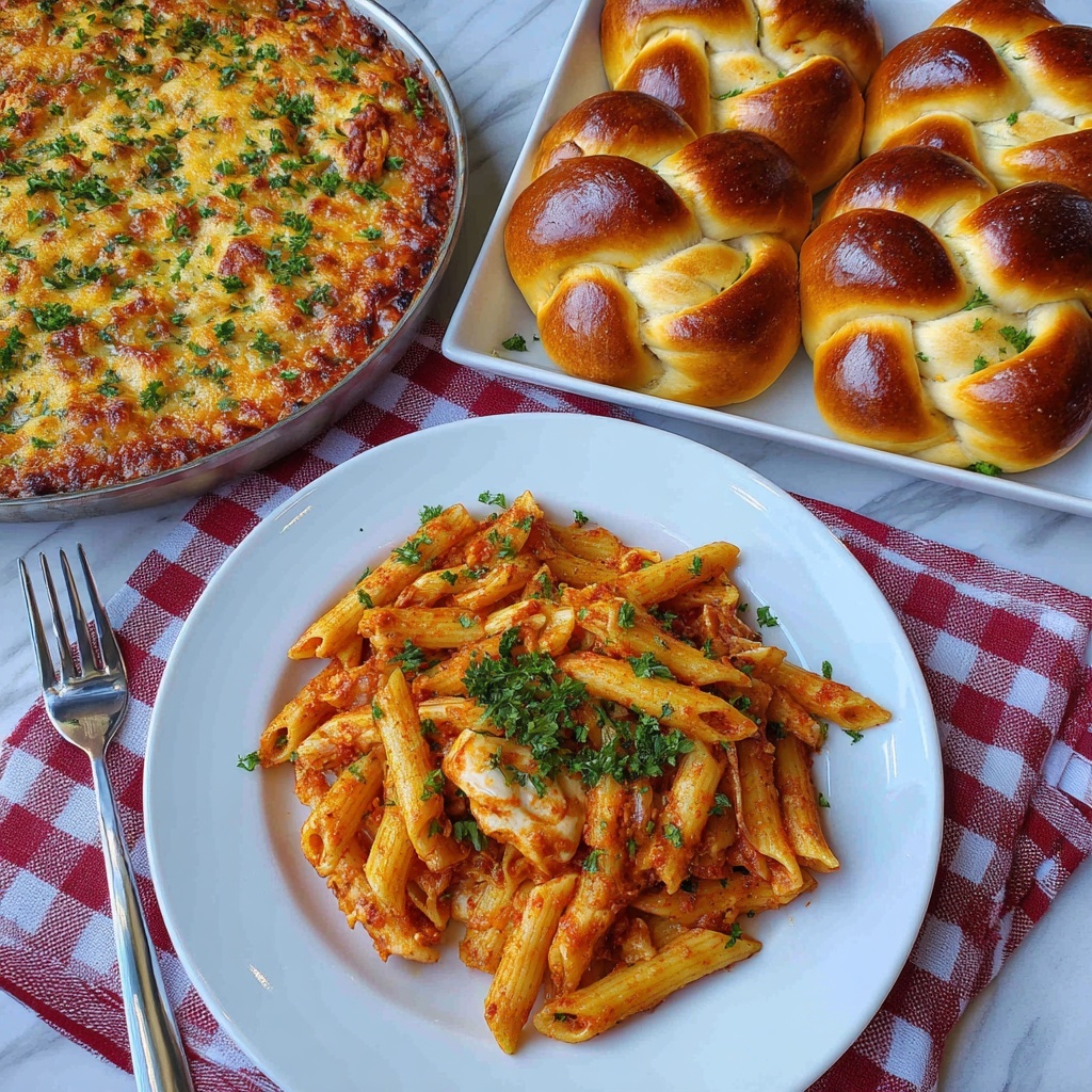 One-Pot Chicken Parmesan Pasta Recipe - Recipe Image
