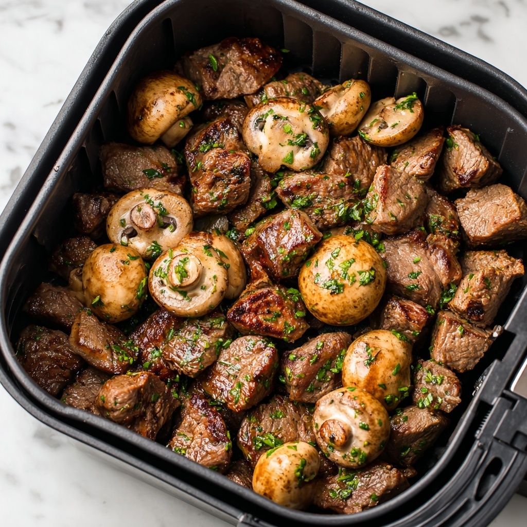 Air Fryer Steak Tips & Mushrooms Recipe - Recipe Image