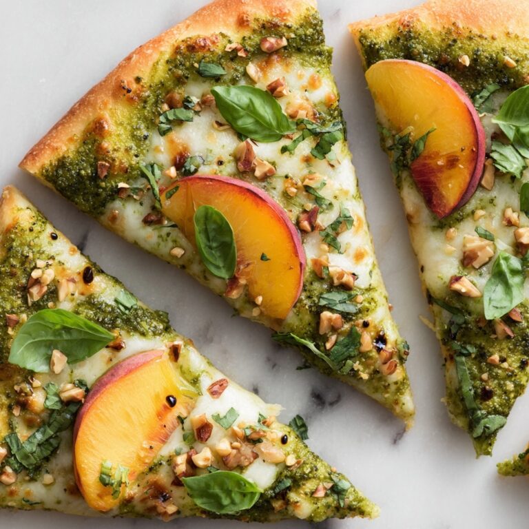 Toasted Walnut Pesto and Caramelized Nectarine Pizza with Spicy Balsamic Drizzle Recipe