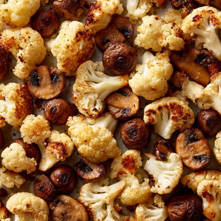 Garlicky Roasted Cauliflower & Mushrooms Recipe