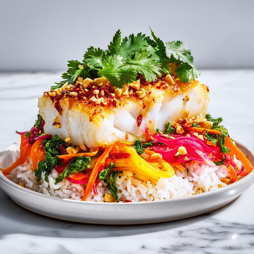 Vietnamese-Style Haddock with Sticky Rice and Crunchy Salad Recipe - Recipe Image