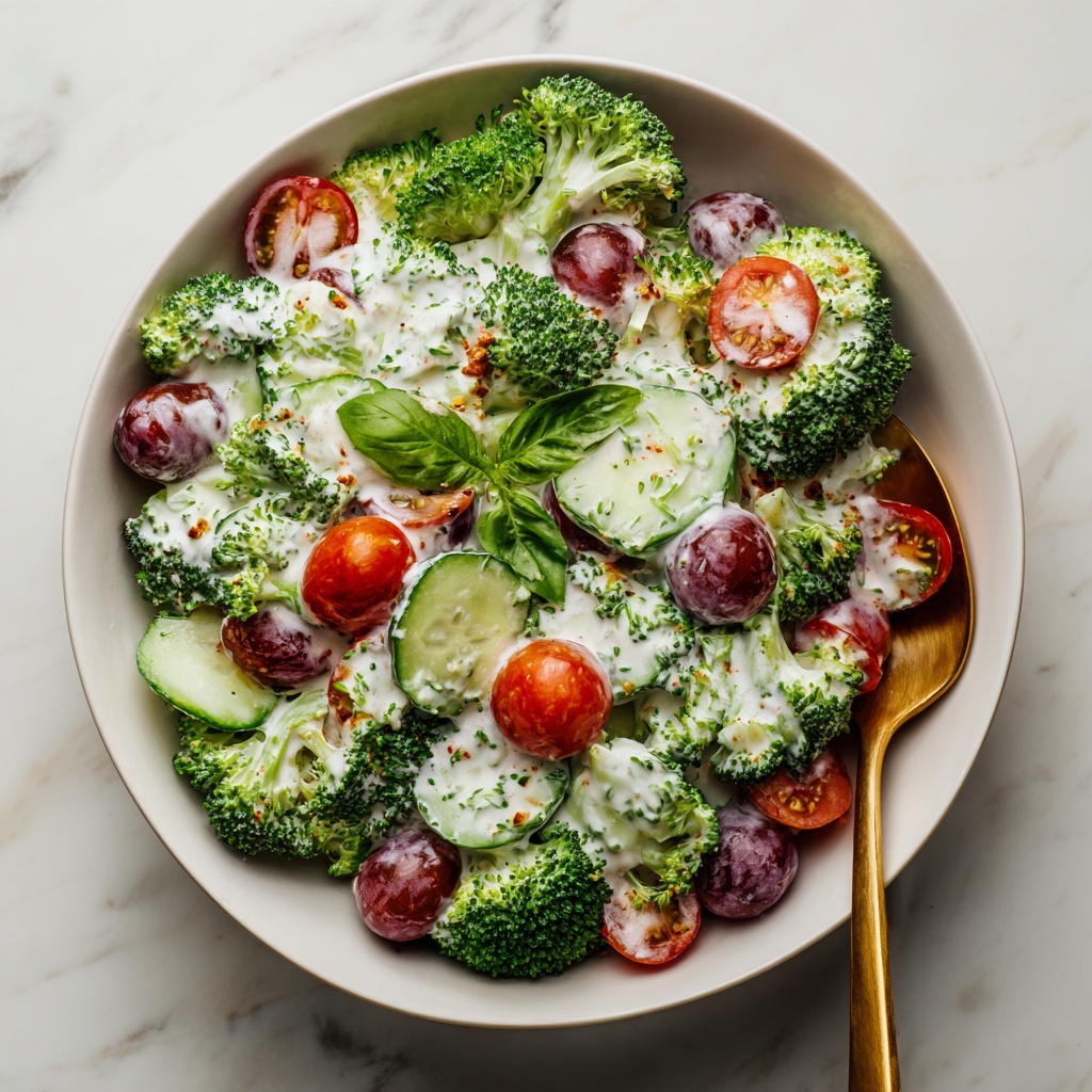 Greek Healthy Broccoli Salad with Cashew Lemon Dressing Recipe - Recipe Image