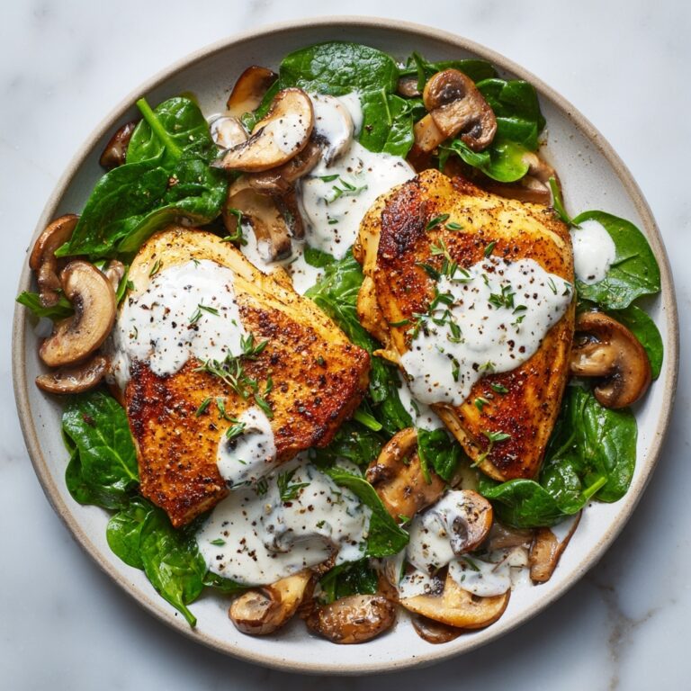 Creamy Parmesan Chicken with Spinach and Mushrooms Recipe