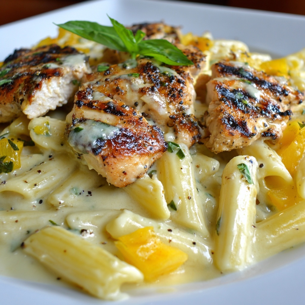Creamy Garlic Chicken and Penne Recipe - Recipe Image