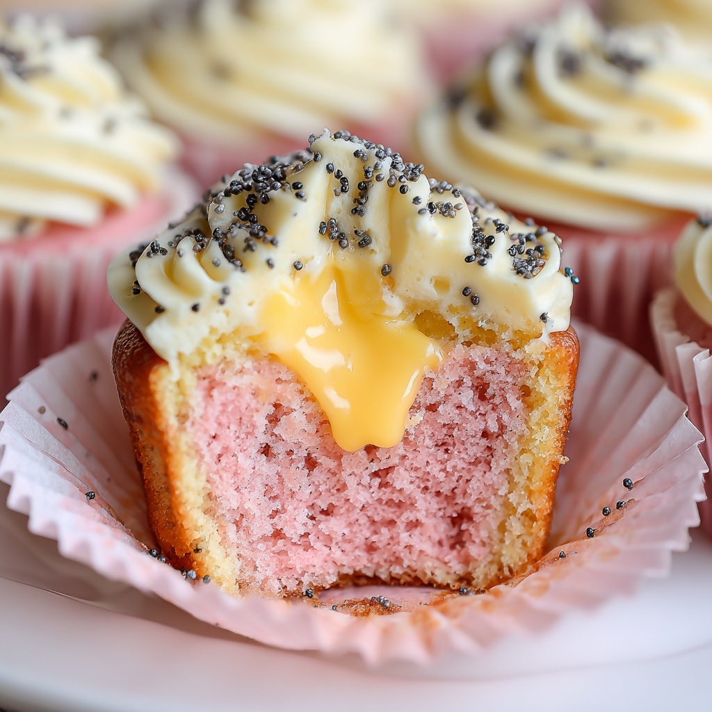 Lemon Poppy Seed Cupcakes with Lemon Curd Filling Recipe - Recipe Image