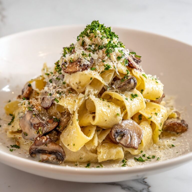Garlic Mushroom Pasta with Creamy Parmesan Sauce Recipe