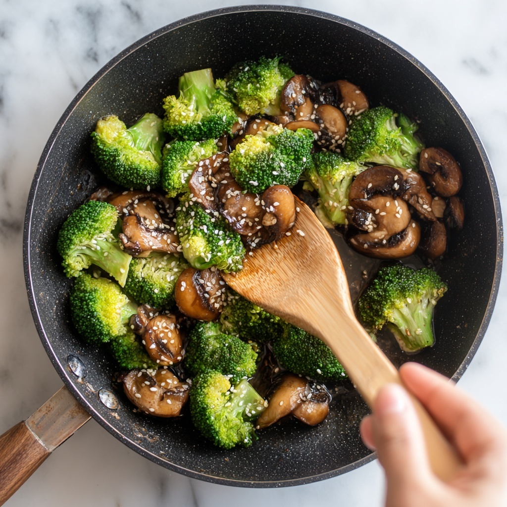 Teriyaki Broccoli with Mushrooms and Sesame Seeds Recipe - Recipe Image