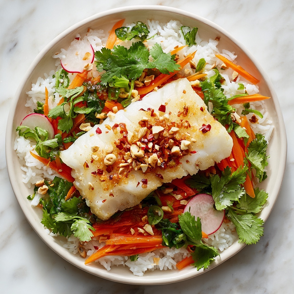 Vietnamese-Style Haddock with Sticky Rice and Crunchy Salad Recipe - Recipe Image