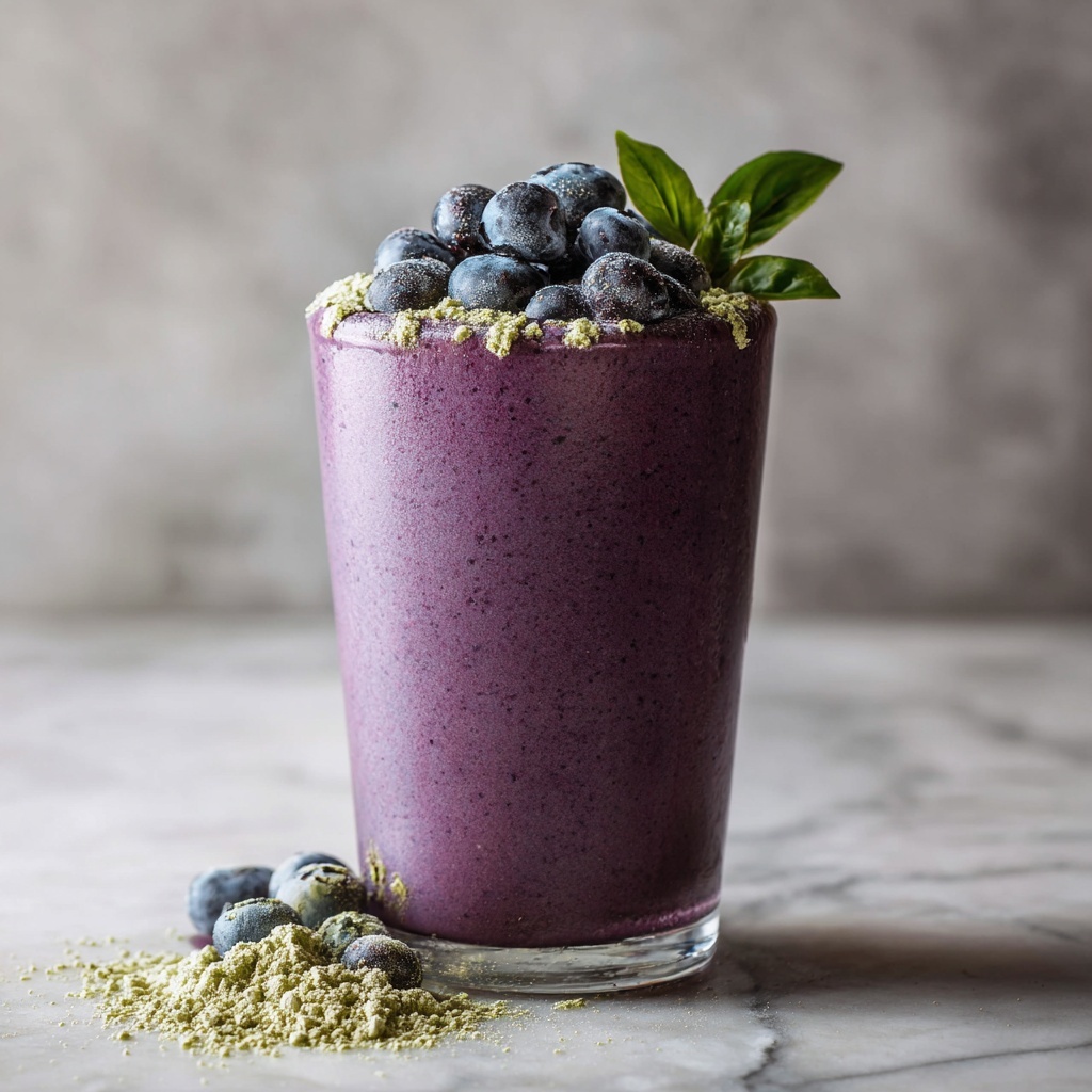 Wild Blueberry Vanilla Matcha Smoothie Recipe - Recipe Image