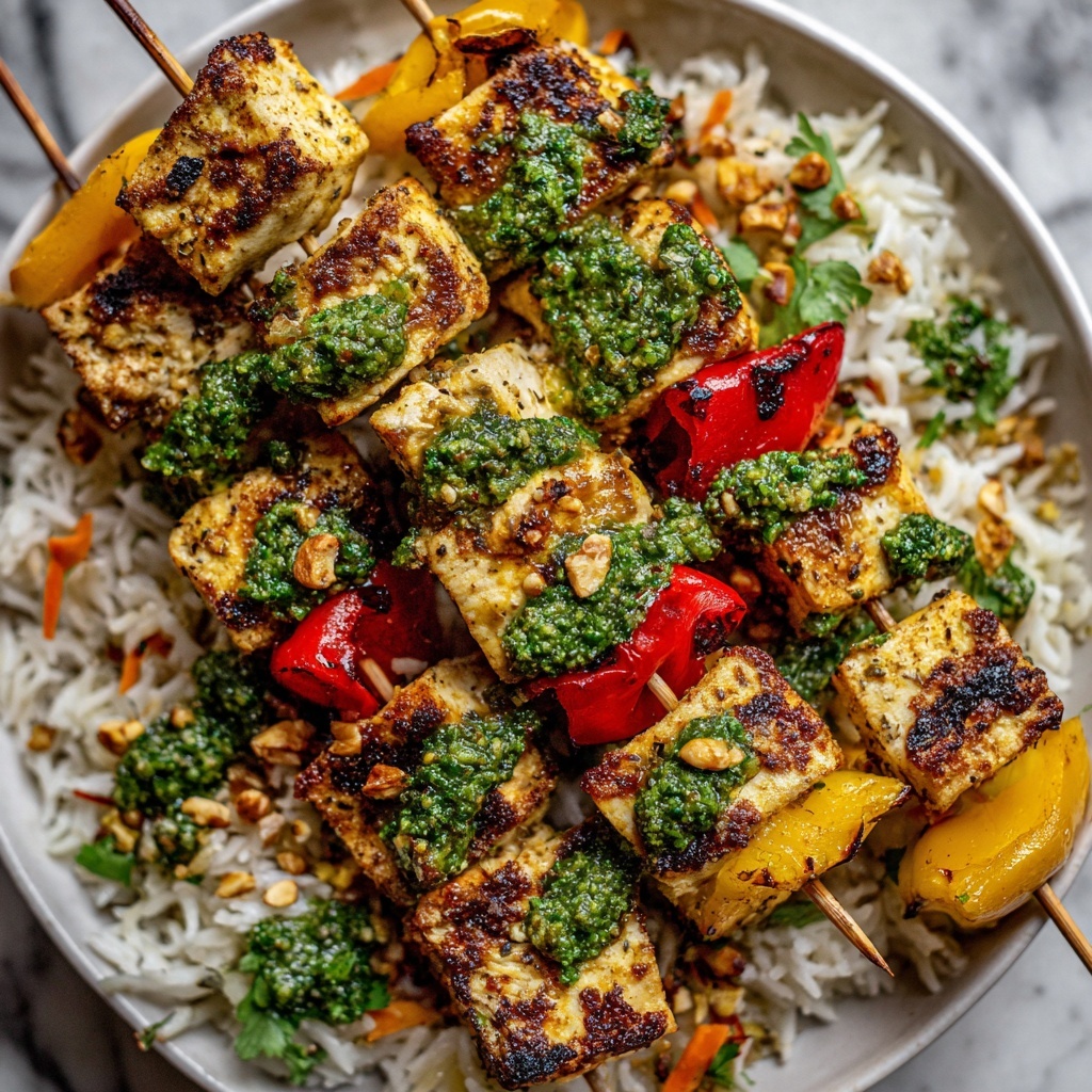 Thai Spicy Basil Chicken Skewers with Cashew Sauce and Gremolata Recipe - Recipe Image