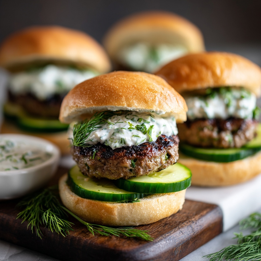 Lamb Sliders with Dill Greek Yogurt and Cucumber Recipe - Recipe Image