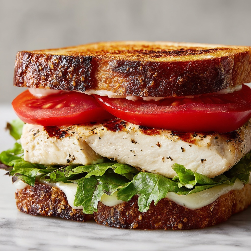 Garlic Butter Lettuce Tomato & Grilled Chicken Sandwich Recipe - Recipe Image