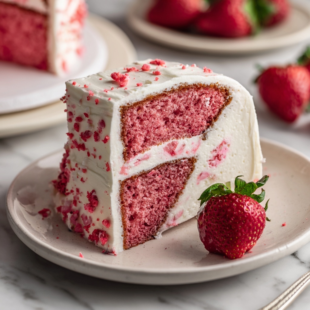 Fresh Strawberry Cake with Strawberry Buttercream Recipe - Recipe Image