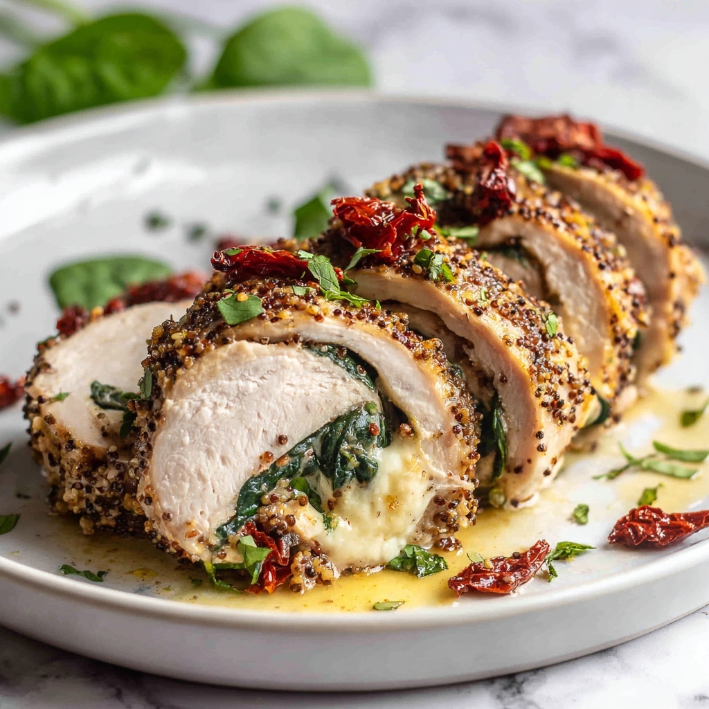 Stuffed Chicken Breast with Spinach, Sun-Dried Tomatoes, and Mozzarella Recipe - Recipe Image