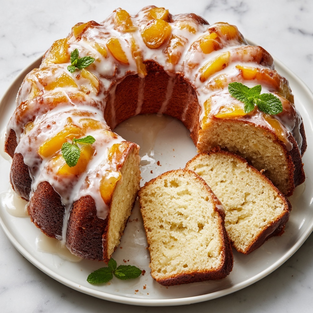 Peach Cobbler Pound Cake with Cinnamon Glaze Recipe - Recipe Image
