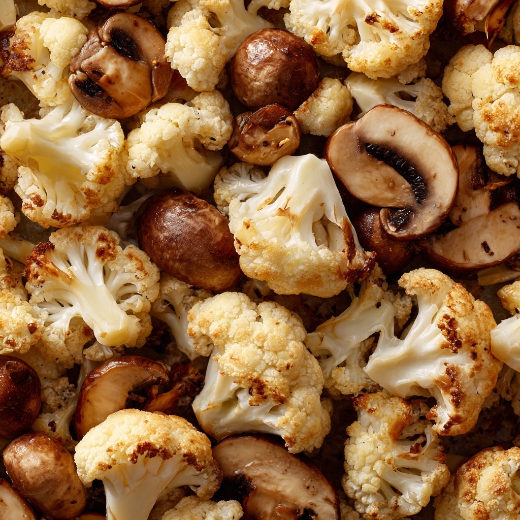 Garlicky Roasted Cauliflower & Mushrooms Recipe - Recipe Image