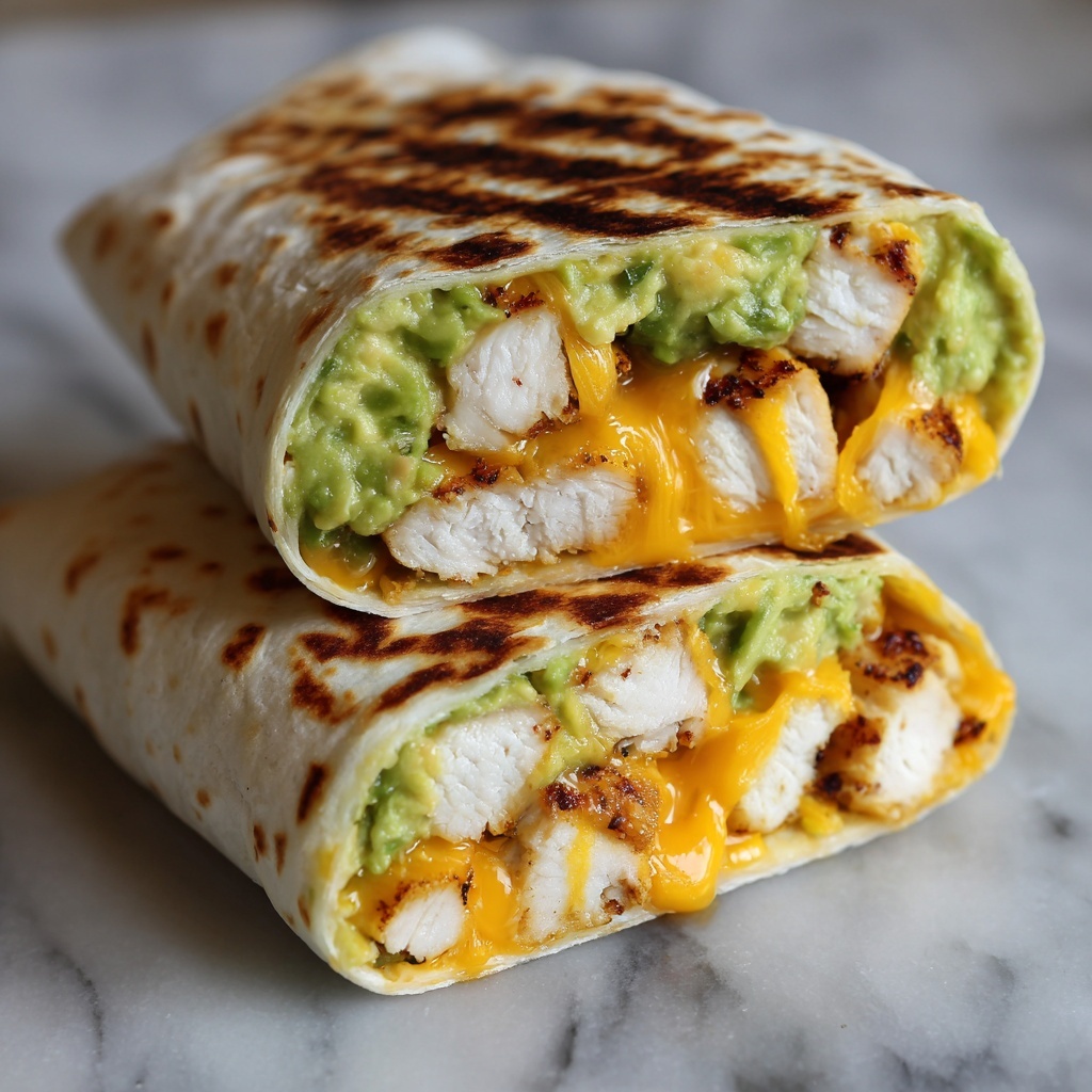 Spicy Cheesy Garlic Chicken & Avocado Wraps Recipe - Recipe Image