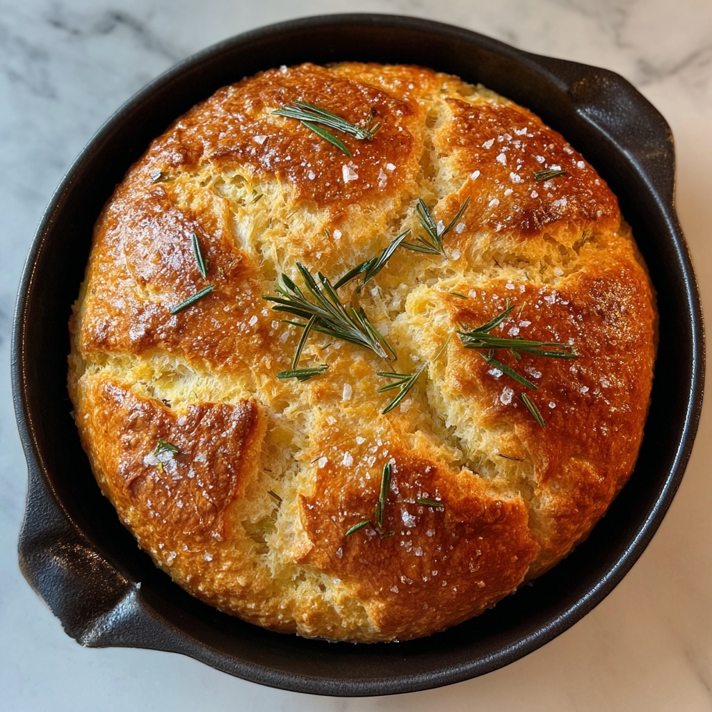 Rustic No-Knead Rosemary Garlic Bread Recipe - Recipe Image