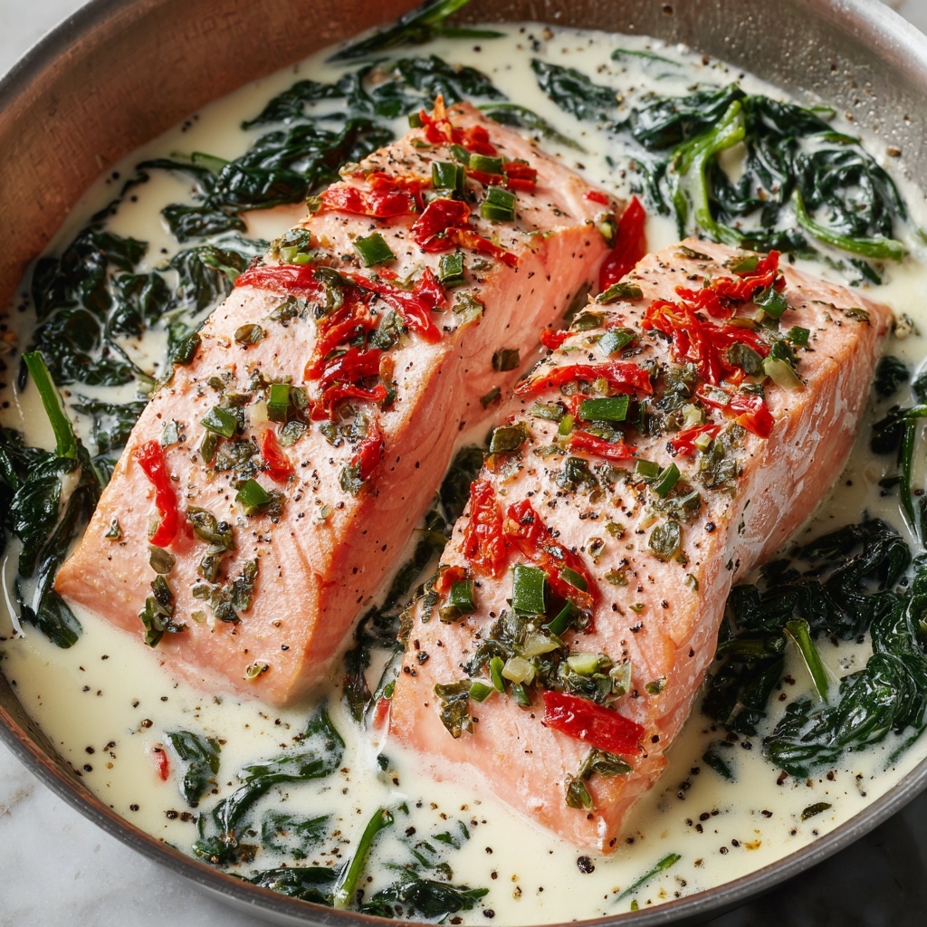 Creamy Garlic Butter Tuscan Salmon Recipe - Recipe Image