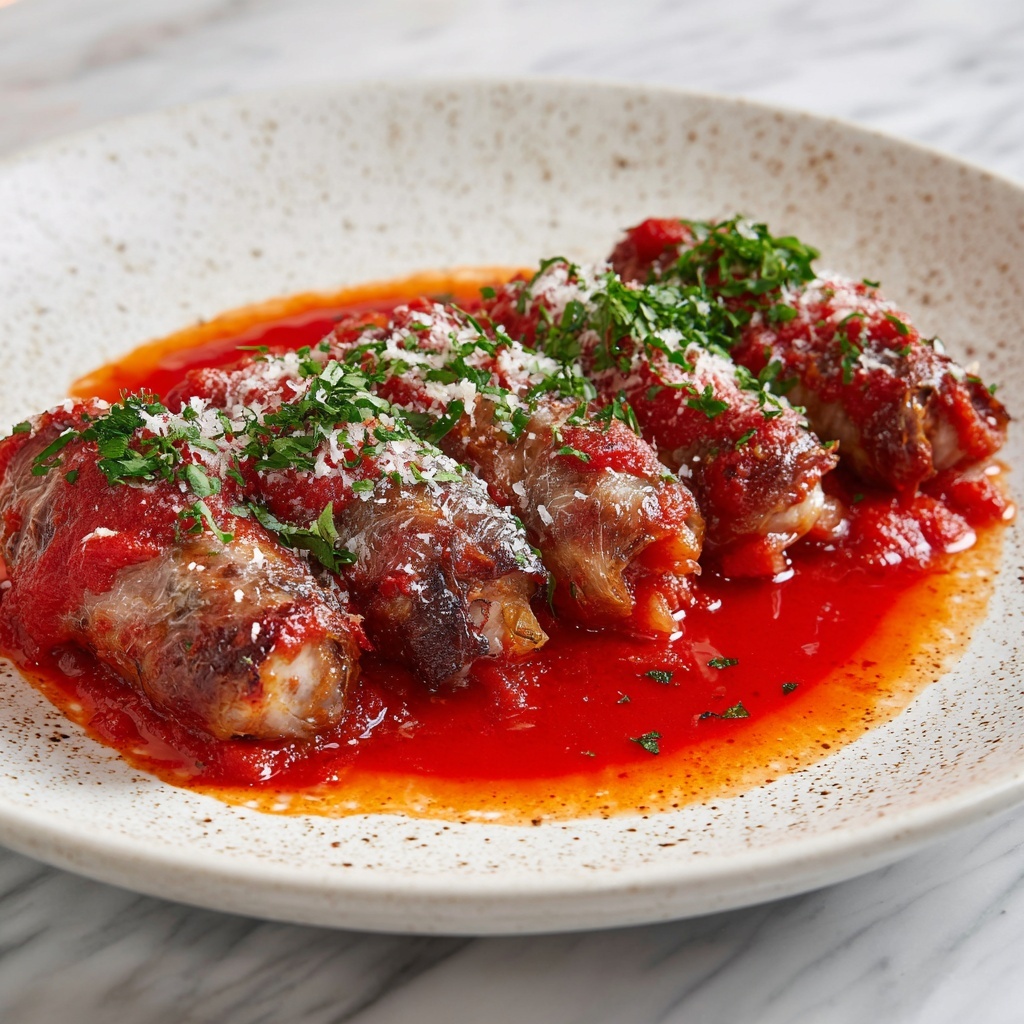 Traditional Italian Beef Braciole (Involtini) in Tomato Sauce Recipe - Recipe Image