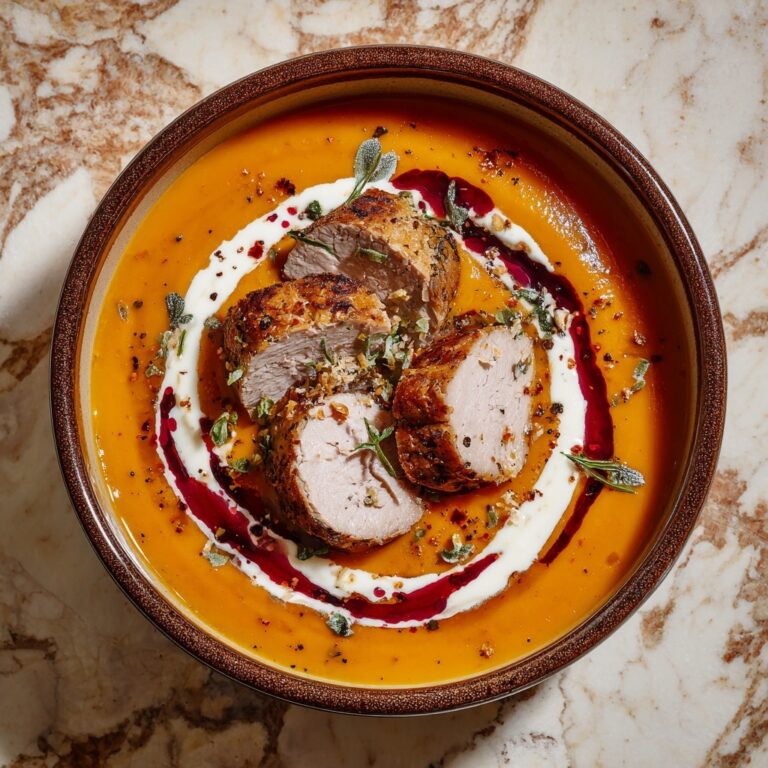 Creamy Turmeric Pumpkin and Carrot Soup with Peanut Butter and Fresh Herbs Recipe