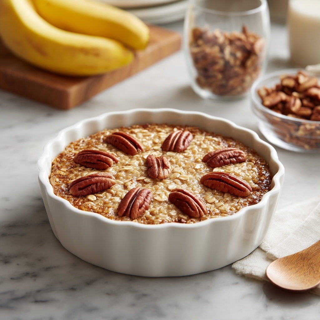 Pecan Pie Baked Oatmeal: Cozy & Healthy Breakfast Recipe - Recipe Image