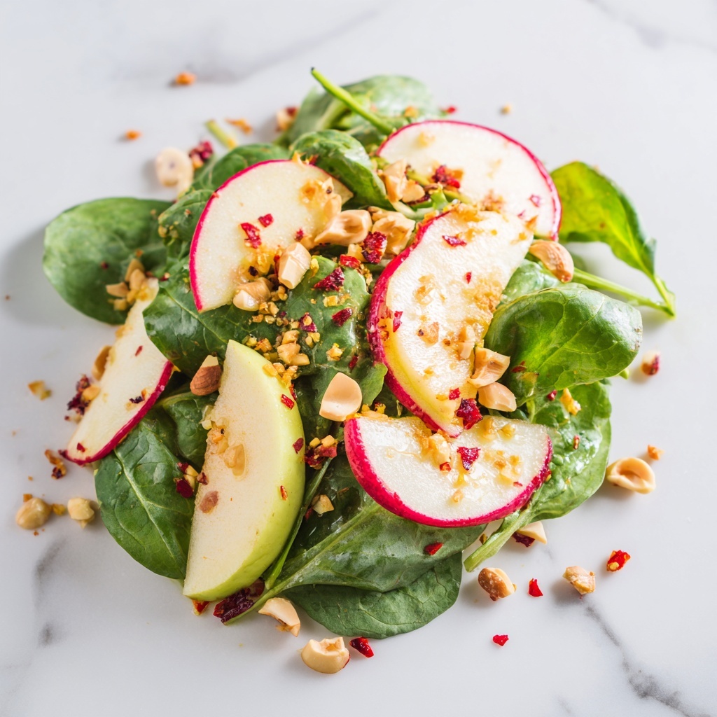 Apple Radish and Watercress Salad with Pistachio Chile de Árbol Dressing Recipe - Recipe Image