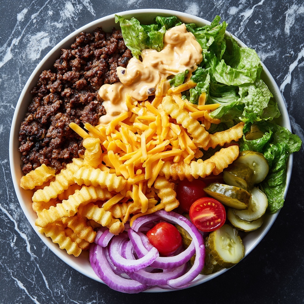 Cheeseburger Bowls with Copycat Big Mac Sauce Recipe - Recipe Image