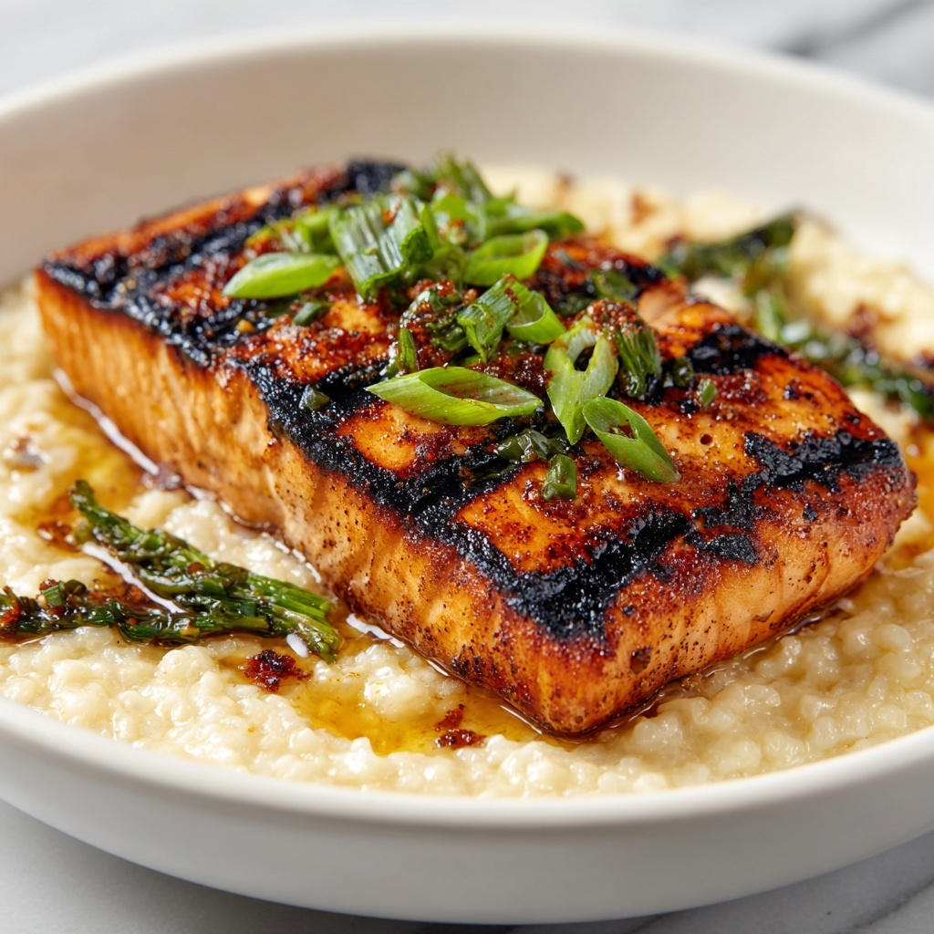 Japanese-Style Shiitake Mushroom Risotto with Seared Salmon Recipe - Recipe Image