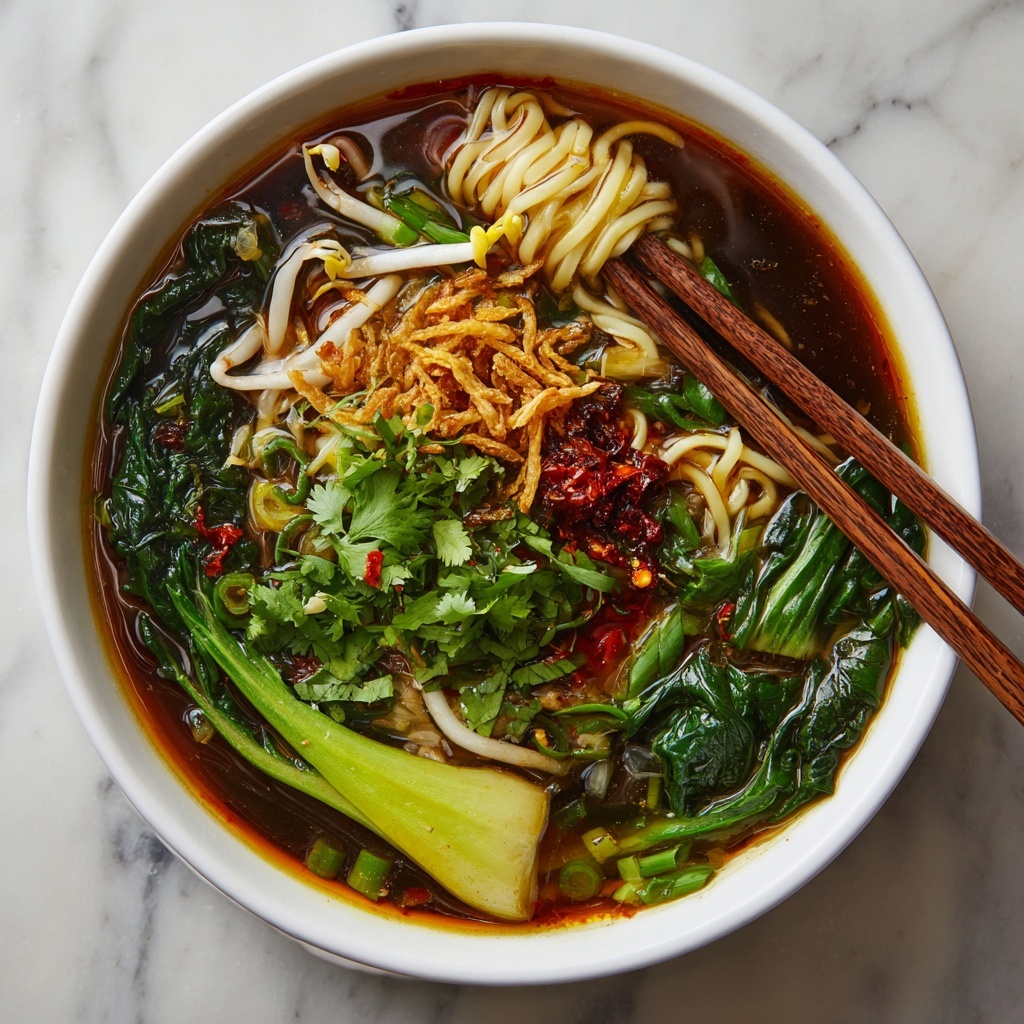 Quick Chinese Vegetable Soup with Enoki Mushrooms and Crispy Shallots Recipe - Recipe Image