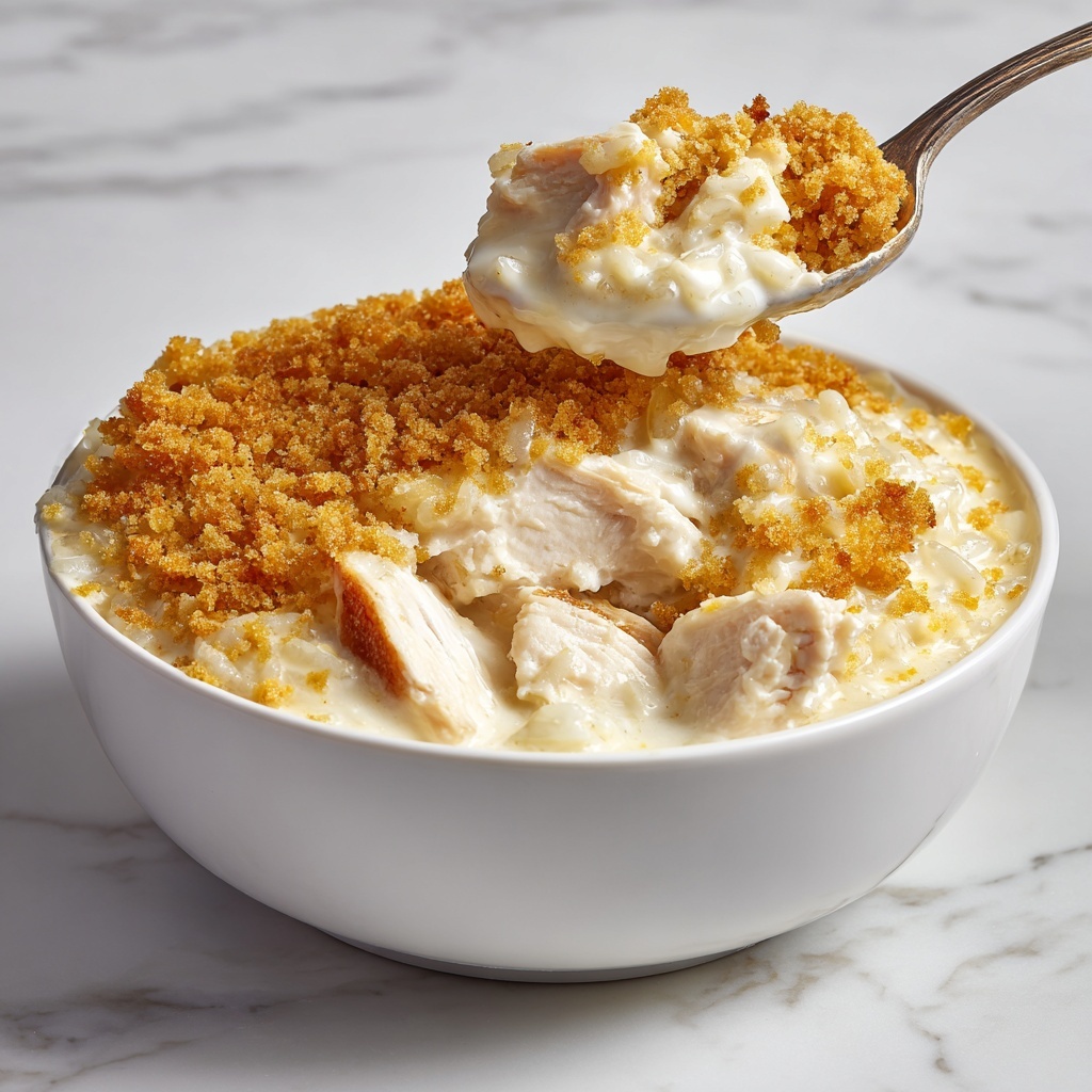 Creamy Chicken Rice Casserole with Ritz Crackers Recipe - Recipe Image